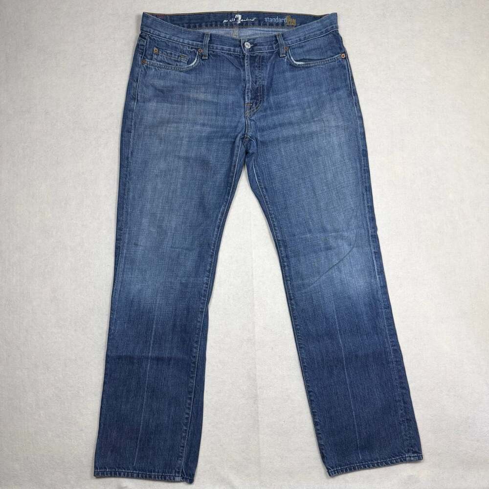 7 For All Mankind Jeans Mens 36x30 Standard No Break Medium Wash Blue Denim USA